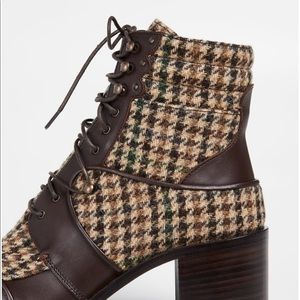 Tabitha Simmons Leo Plaid Lace-Up Boots